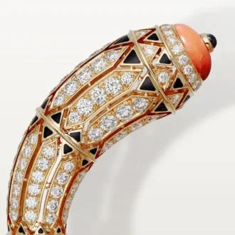 Brățară de înaltă bijuterie – Aur roz, Coral, Onyx, Lac negru, Diamante – Cartier