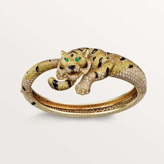 Brățară Faune Et Flore De Cartier, diamante galbene, portocalii și maro, pavate