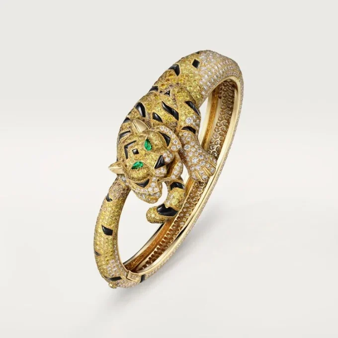 Brățară Faune Et Flore De Cartier, diamante galbene, portocalii și maro, pavate