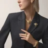 Cercei Faune Et Flore De Cartier, diamante galbene, portocalii și maro, pavate