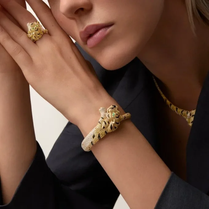 Brățară Faune Et Flore De Cartier, diamante galbene, portocalii și maro, pavate