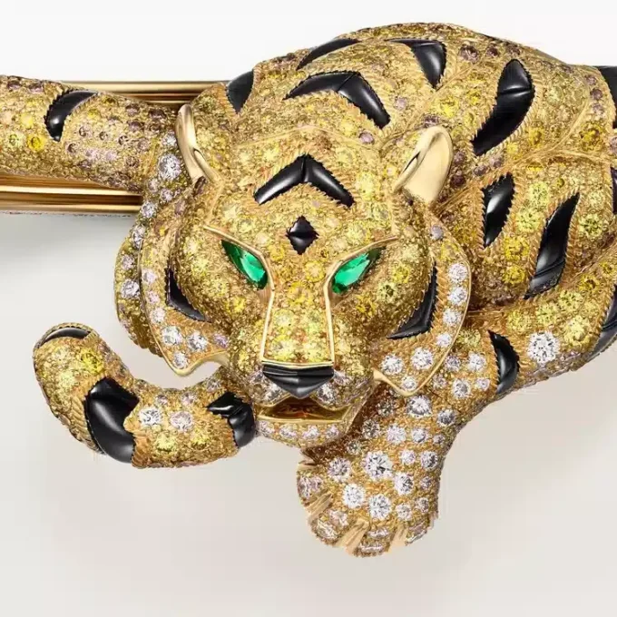 Brățară Faune Et Flore De Cartier, diamante galbene, portocalii și maro, pavate