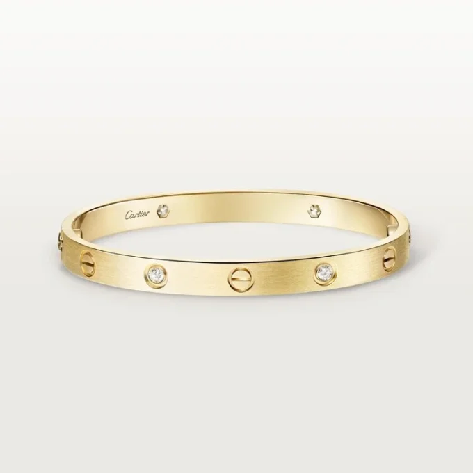 Brățară Love, model clasic, finisaj periat, 4 diamante