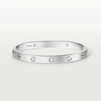 Brățară Love, model clasic, finisaj periat, 4 diamante