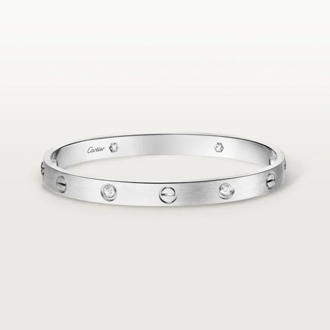 Brățară Love, model clasic, finisaj periat, 4 diamante