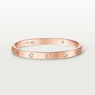 Brățară Love, model clasic, finisaj periat, 4 diamante