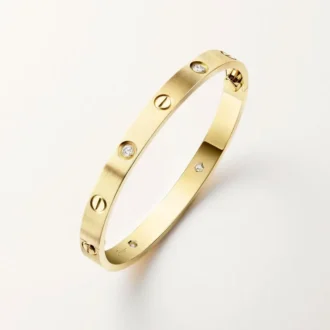 Brățară Love, model clasic, finisaj periat, 4 diamante