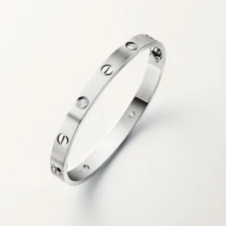 Brățară Love, model clasic, finisaj periat, 4 diamante