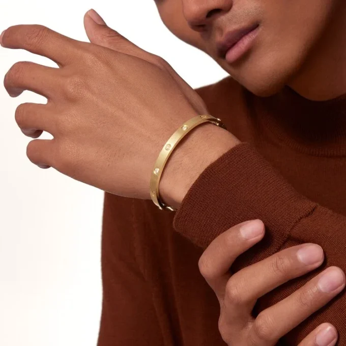 Brățară Love, model clasic, finisaj periat, 4 diamante