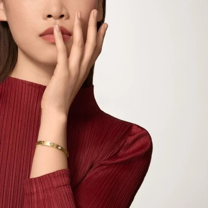 Brățară Love, model clasic, finisaj periat, 4 diamante