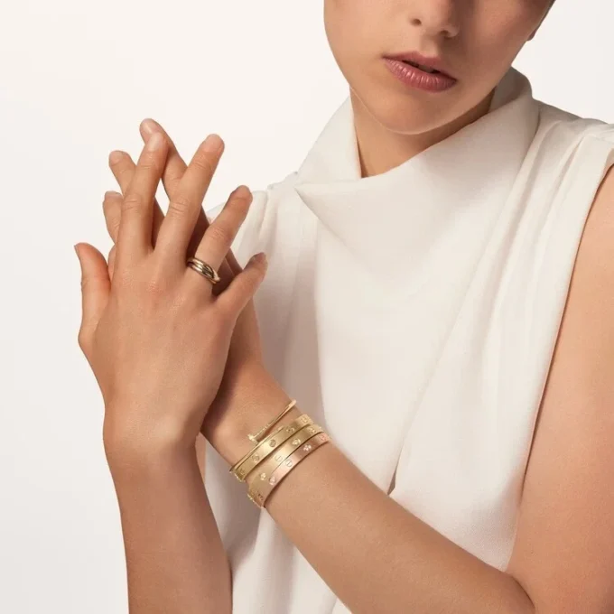 Brățară Love, model clasic, finisaj periat, 4 diamante