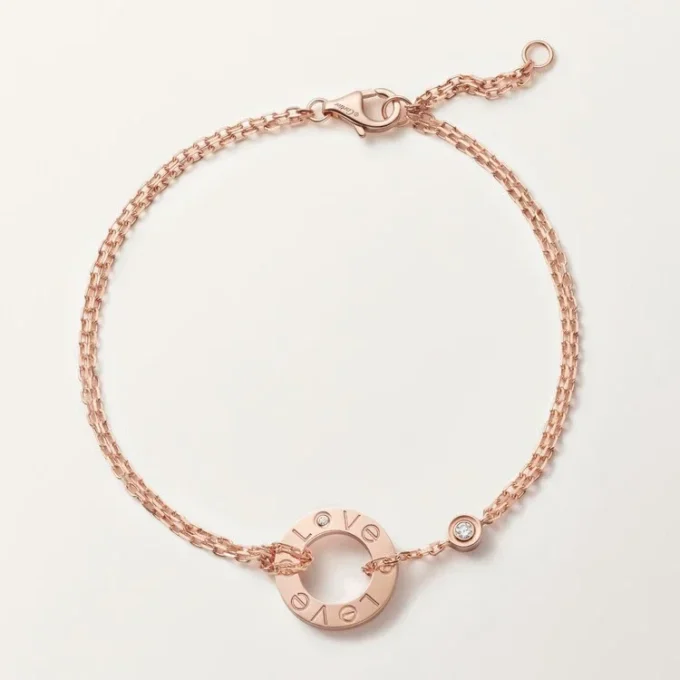 Brățară Love, pe lanț, 2 diamante