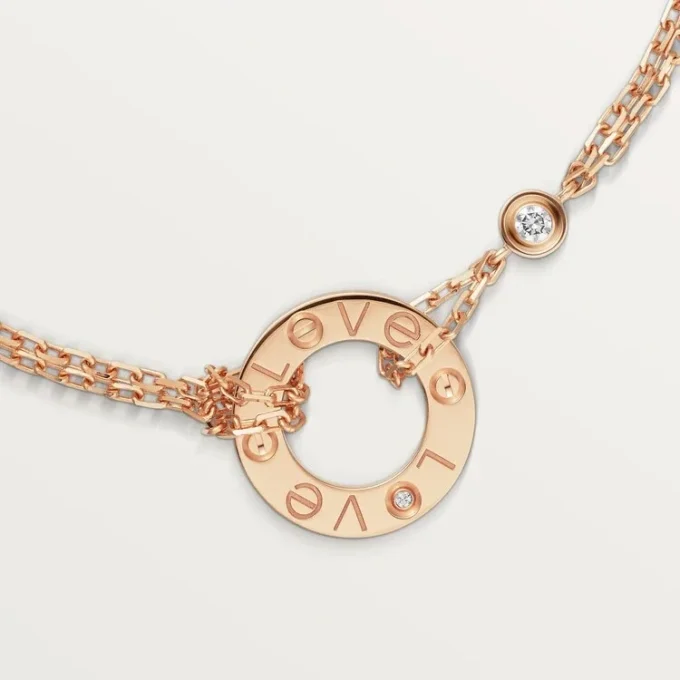 Brățară Love, pe lanț, 2 diamante