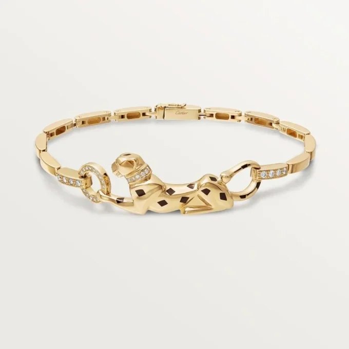 Brățară Panthere De Cartier – Aur galben, Lac, Diamant, Granat Tsavorit, Onyx – Cartier