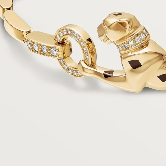 Brățară Panthere De Cartier – Aur galben, Lac, Diamant, Granat Tsavorit, Onyx – Cartier