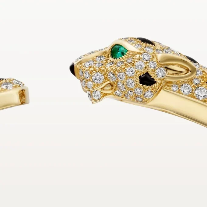 Brățară Panthere De Cartier, model mediu, semi-pavată