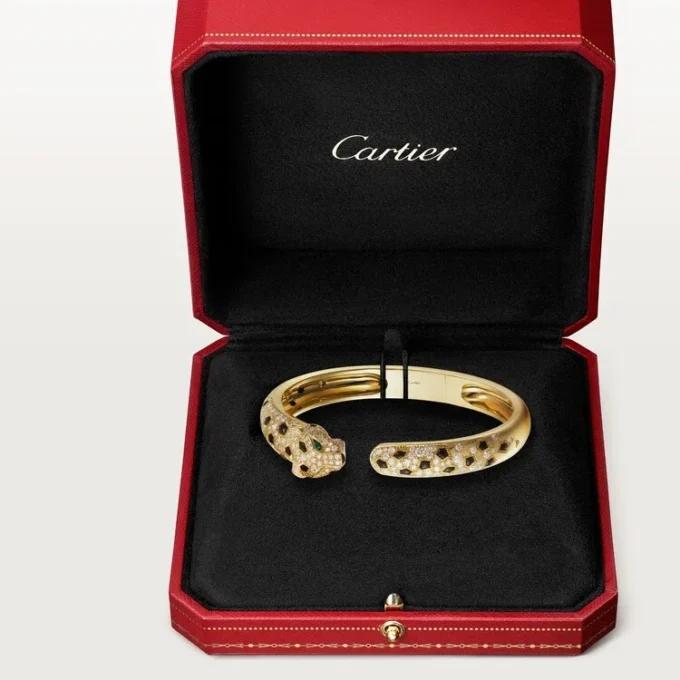 Brățară Panthere De Cartier, model mediu, semi-pavată