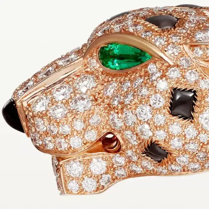 Brățară Panthere De Cartier, obsidian, pavată
