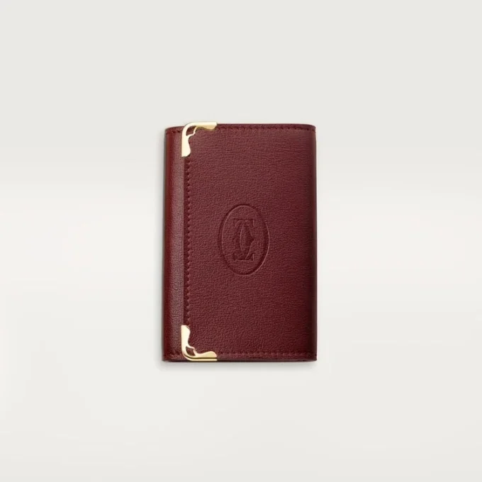 Breloc pentru 6 chei, Must De Cartier – Piele de vițel de culoare burgund, finisaj auriu – Cartier