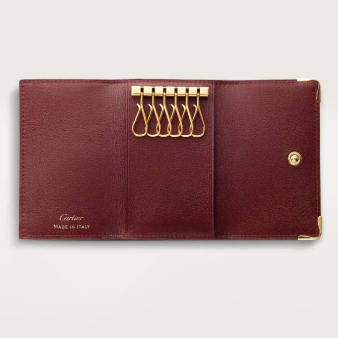 Breloc pentru 6 chei, Must De Cartier – Piele de vițel de culoare burgund, finisaj auriu – Cartier