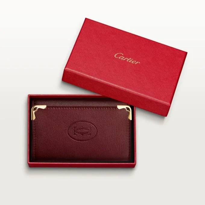 Breloc pentru 6 chei, Must De Cartier – Piele de vițel de culoare burgund, finisaj auriu – Cartier