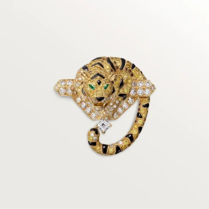 Broșă Faune Et Flore De Cartier, diamante galbene, portocalii și maro, pavate