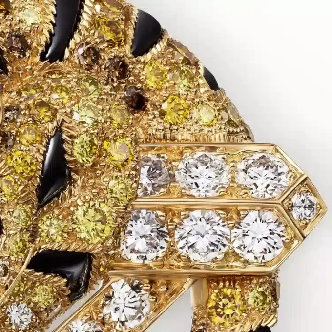 Broșă Faune Et Flore De Cartier, diamante galbene, portocalii și maro, pavate