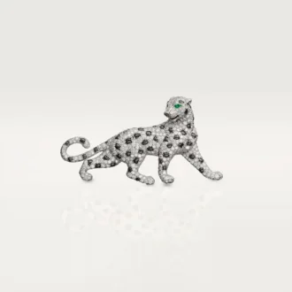 Broșă Panthere De Cartier – Aur alb, smaralde, onix, diamante – Cartier