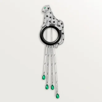 Broșă Panthere De Cartier – Aur alb, smaralde, onix, diamante – Cartier