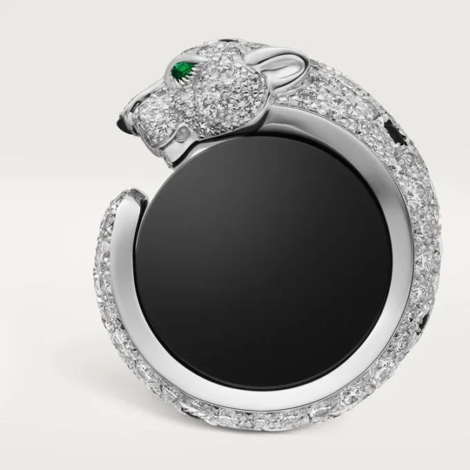 Butoni Panthere De Cartier – Aur alb rodiat, diamante, smaralde, onix – Cartier