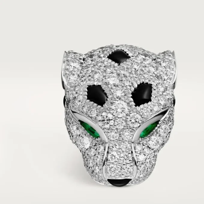 Butoni Panthere De Cartier – Aur alb rodiat, diamante, smaralde, onix – Cartier