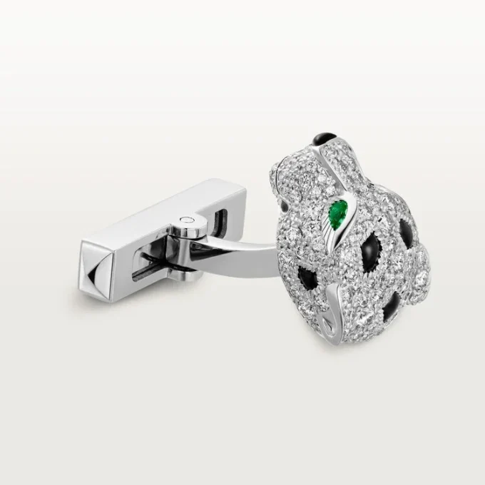 Butoni Panthere De Cartier – Aur alb rodiat, diamante, smaralde, onix – Cartier