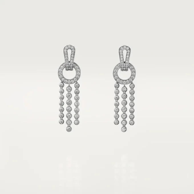Cercei Agrafe, diamante tăiate în stil briliant, pavate Cercei Agrafe, diamante tăiate în stil briliant, pavate