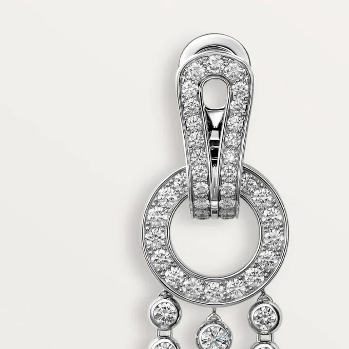 Cercei Agrafe, diamante tăiate în stil briliant, pavate Cercei Agrafe, diamante tăiate în stil briliant, pavate