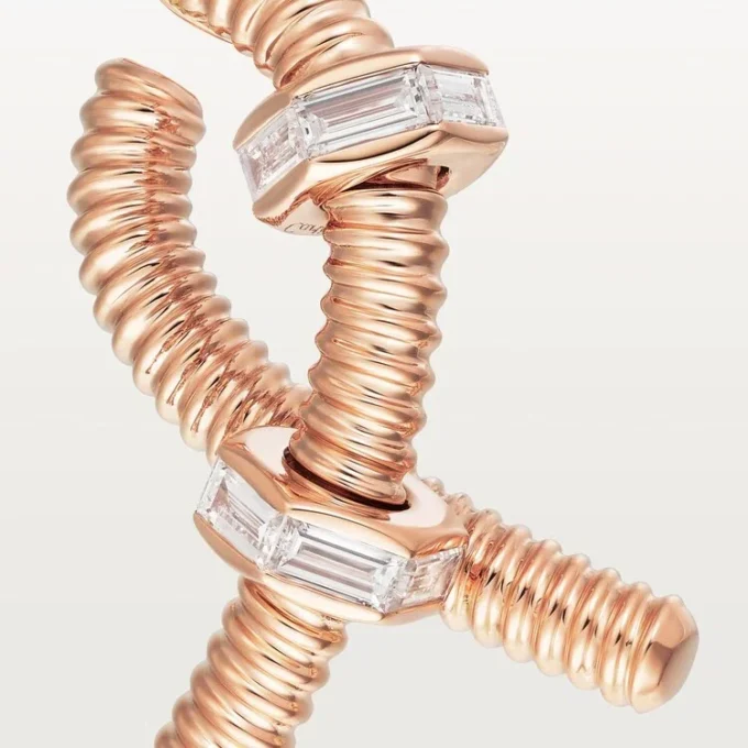 Cercei Ecrou De Cartier pentru urechea stângă – Aur roz, Diamante – Cartier