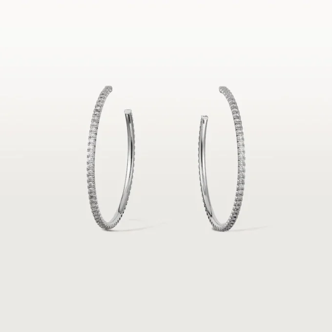 Cercei Etincelle De Cartier, model mare – aur alb, diamante – Cartier