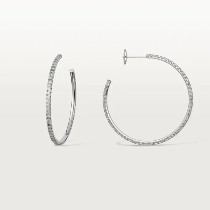 Cercei Etincelle De Cartier, model mare – aur alb, diamante – Cartier