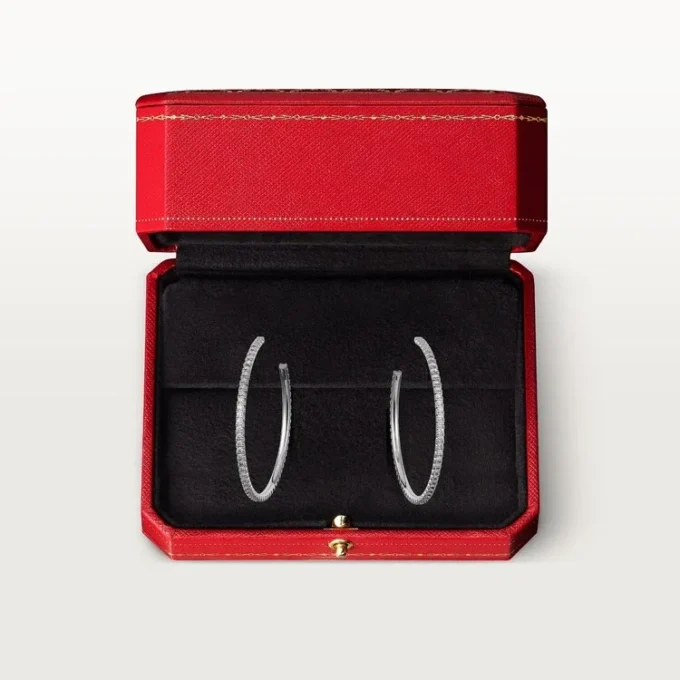 Cercei Etincelle De Cartier, model mare – aur alb, diamante – Cartier