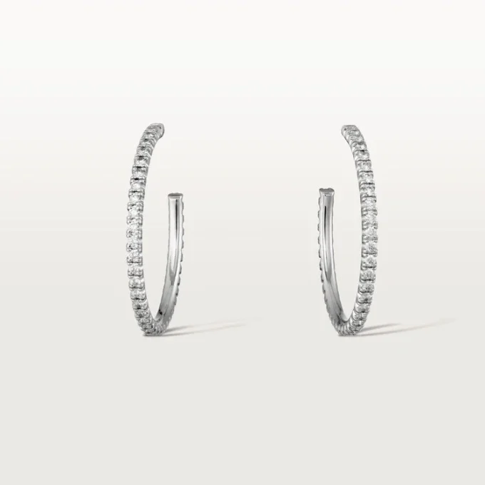Cercei Etincelle De Cartier, model mediu – aur alb, diamante – Cartier