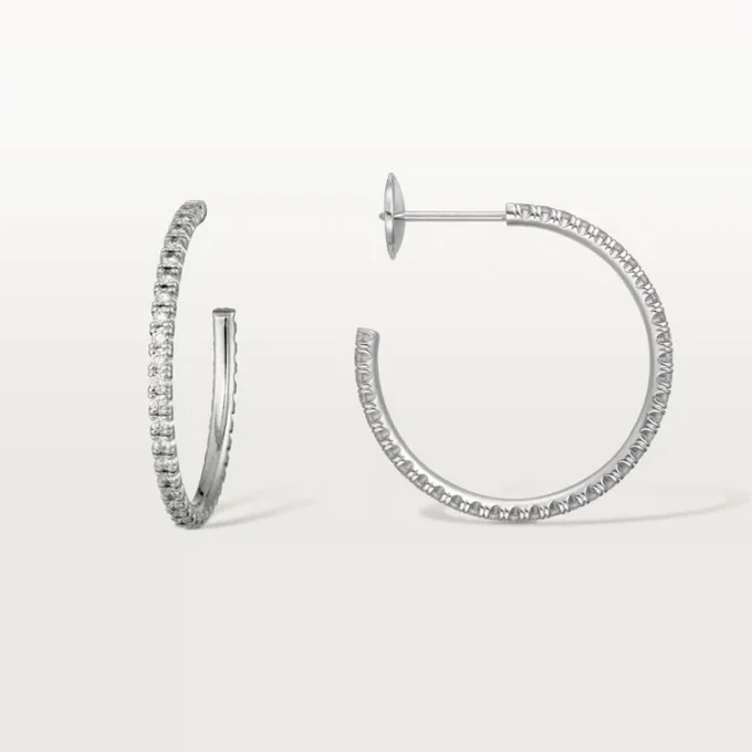 Cercei Etincelle De Cartier, model mediu – aur alb, diamante – Cartier