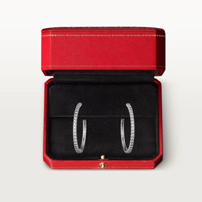 Cercei Etincelle De Cartier, model mediu – aur alb, diamante – Cartier