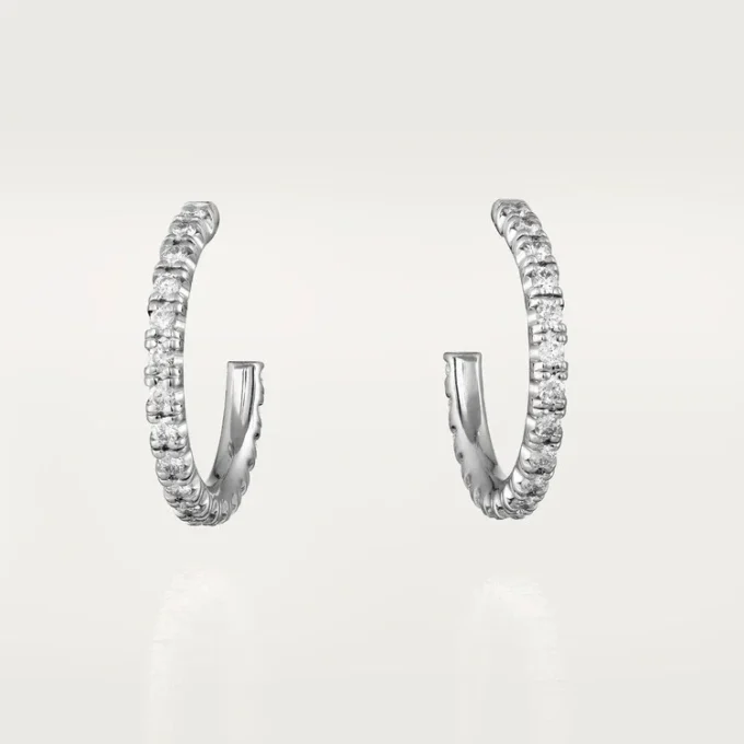 Cercei Etincelle De Cartier, model mic – aur alb, diamante – Cartier