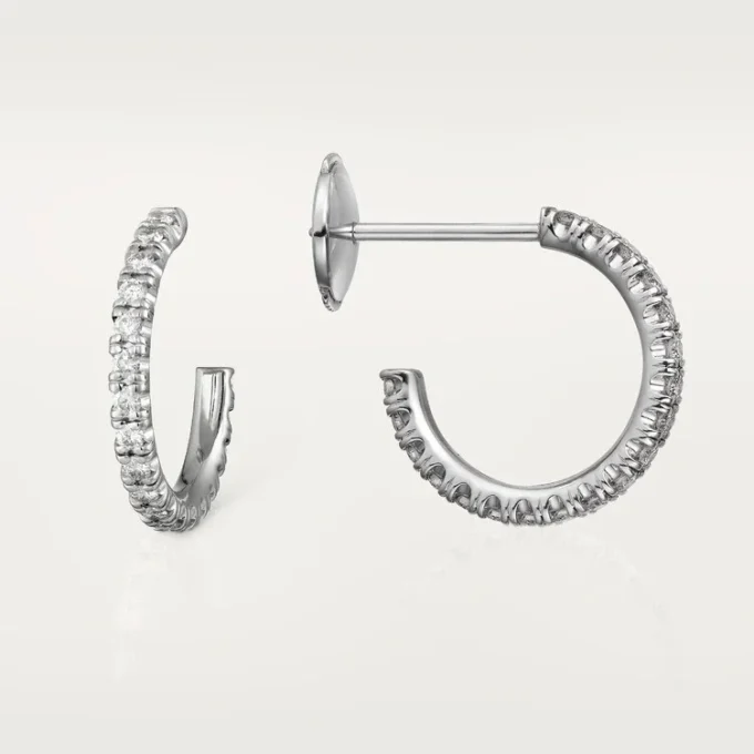 Cercei Etincelle De Cartier, model mic – aur alb, diamante – Cartier