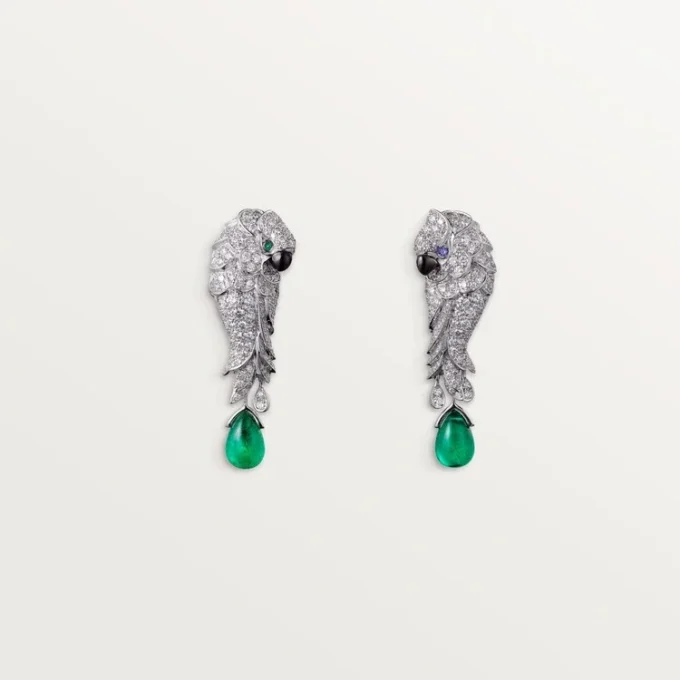 Cercei Faune Et Flore De Cartier, picături de smarald, pavate