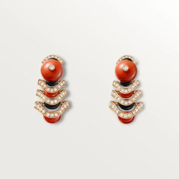 Cercei Geometrie & Contrastes, coral, pavaj