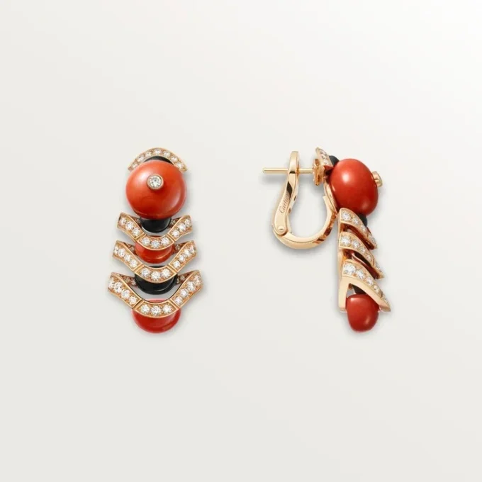 Cercei Geometrie & Contrastes, coral, pavaj