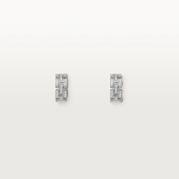 Cercei Maillon Panthere, 3 rânduri pavate cu diamante – Aur alb, Diamante – Cartier