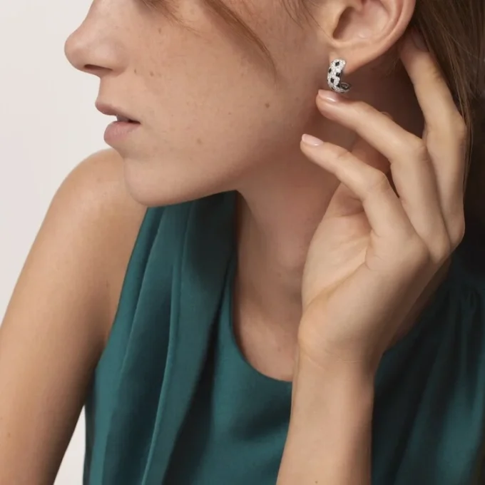 Cercei Panthere De Cartier – Aur alb, onix, diamante – Cartier