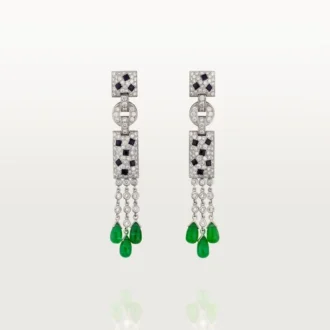 Cercei Panthere De Cartier – Aur alb, smaralde, onix, diamante – Cartier