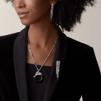 Cercei Panthere De Cartier – Aur alb, smaralde, onix, diamante – Cartier